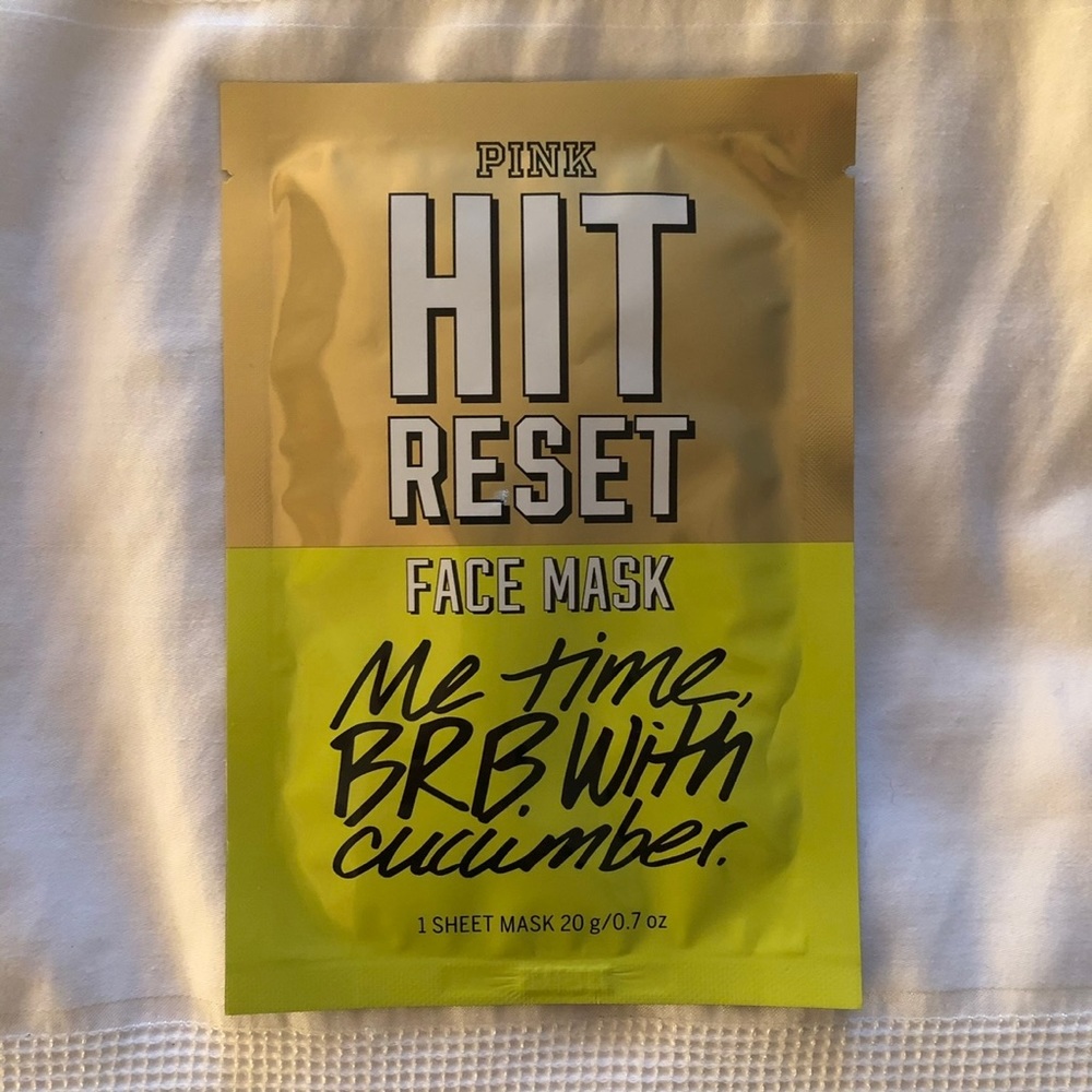 NEW Victoria’s Secret PINK Face Mask HIT RESET Me Time BRB with Cucumber